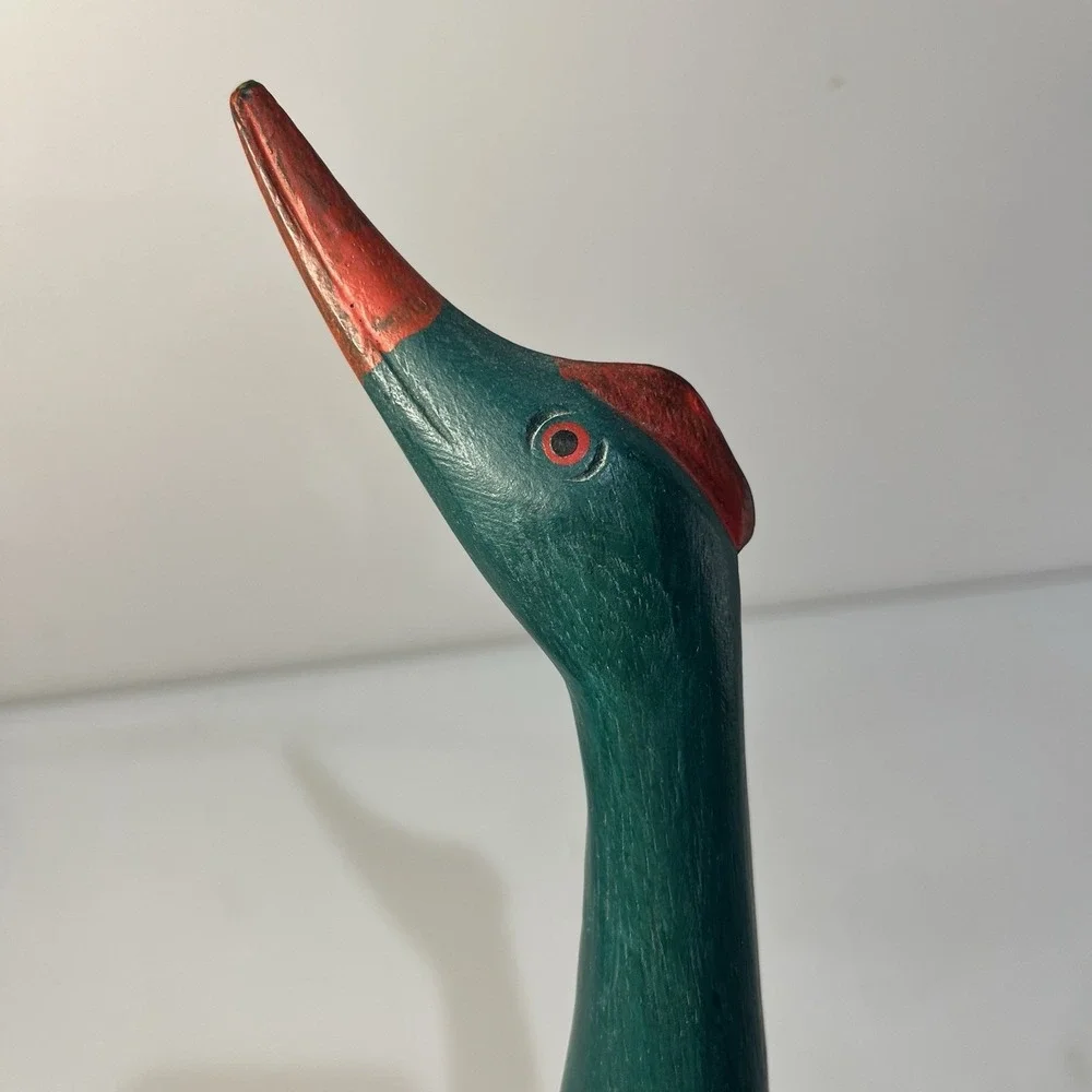 Vtg MCM Wood Swan‎ Long Neck Figurine 18.5
